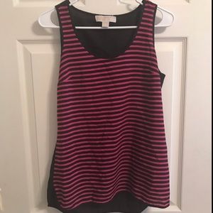 Michael Kors Size Small Striped Sleeveless Top Black & Pink EUC
